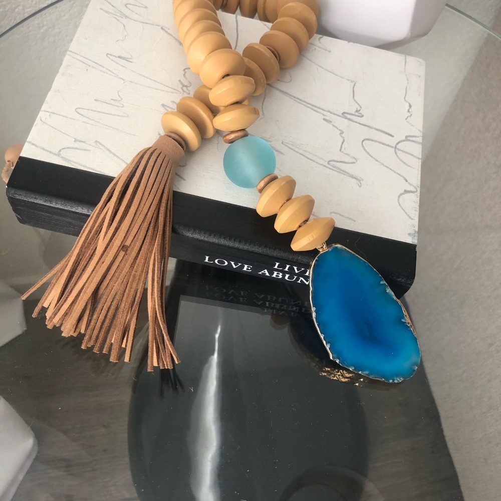 Blue Agate And Wood Garland Home Decor